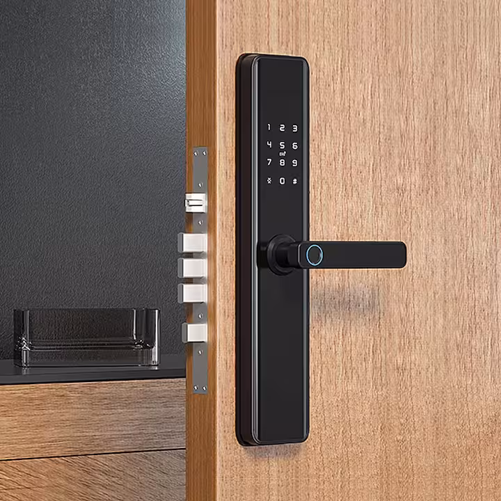 Close-up of smart door lock