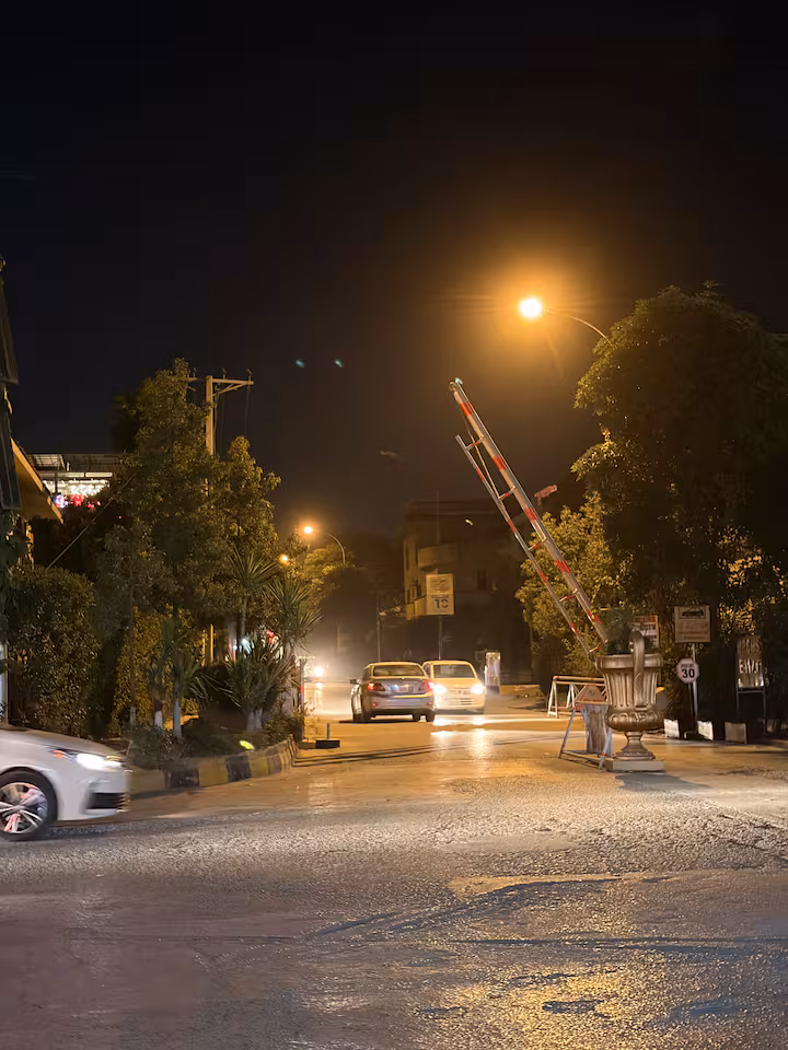 City street at night with lights