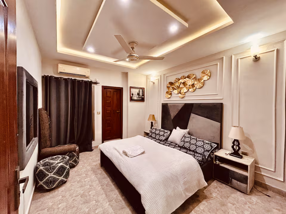 Modern bedroom with elegant furniture